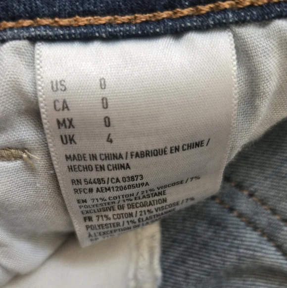 American Eagle Outfitters Dark Blue Distressed Jean Shorts - Picture 3 of 4